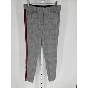 Express Womens Sz 4 Skinny Fit Mid Rise Dress Pants White Black Red Stripe